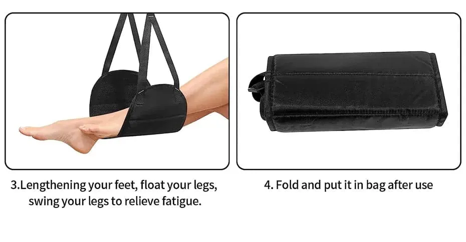 Travel Foot Hammock - Portable Single-Person Airplane Footrest and Leg Rest