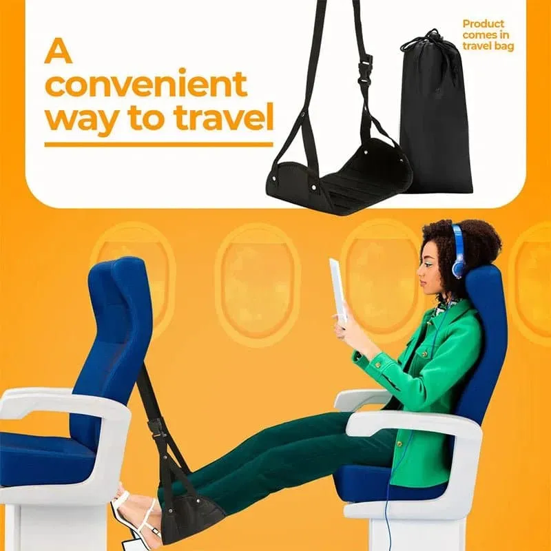 Travel Foot Hammock - Portable Single-Person Airplane Footrest and Leg Rest