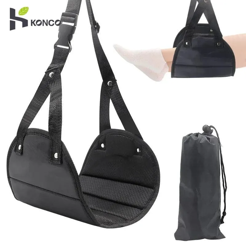 Travel Foot Hammock - Portable Single-Person Airplane Footrest and Leg Rest