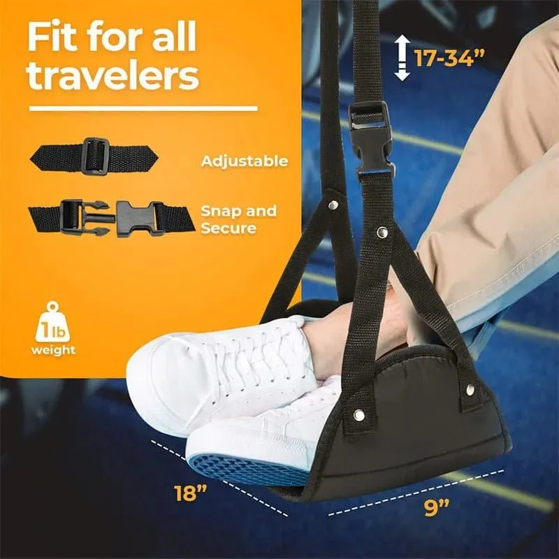 Travel Foot Hammock - Portable Single-Person Airplane Footrest and Leg Rest