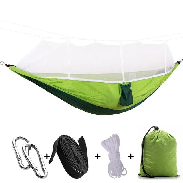 Ultralight Travel Hammock with Mosquito Net Integrated