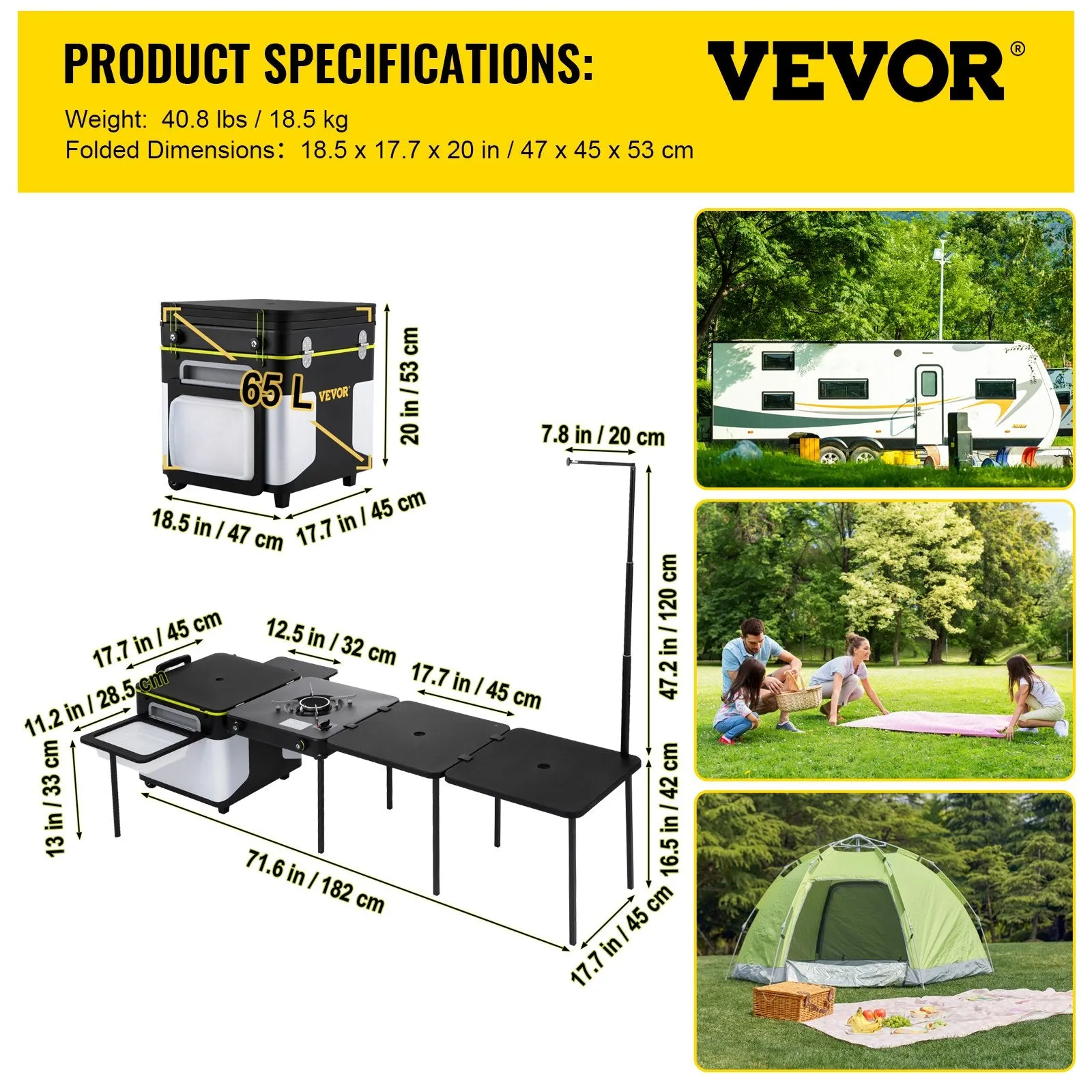 Vevor Outdoor Mobile Kitchen Portable All-in-One Cooking Station New